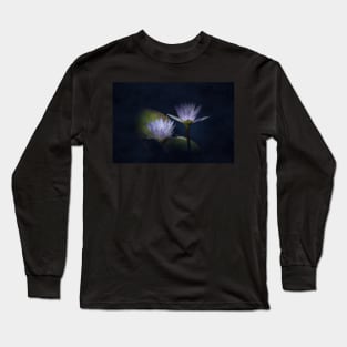 Lotus Flowers in Midnight Blue Digital Art Long Sleeve T-Shirt